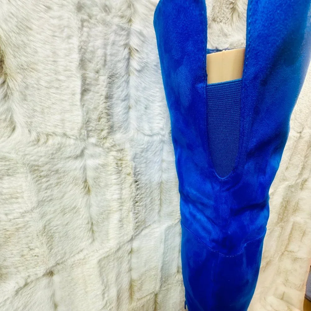 Mata Bright Blue Faux Suede Wide Top 4